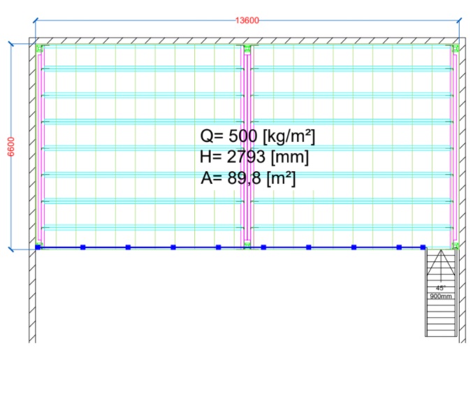 Esimerkki 2: 89,8m²/500kg